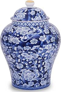 BALIOS Ginger Jar with Lid Mandarin Blue and White Porcelain Plum Blossom, Decorative Ceramic Bud... | Amazon (US)