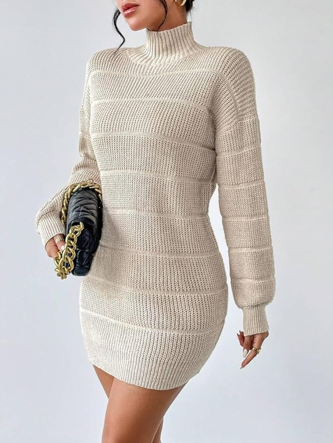 Women's Winter Sweater Dress Long Sleeve Turtleneck Chunky Knit Dress Mini Pullover Bodycon Sweat... | Amazon (US)