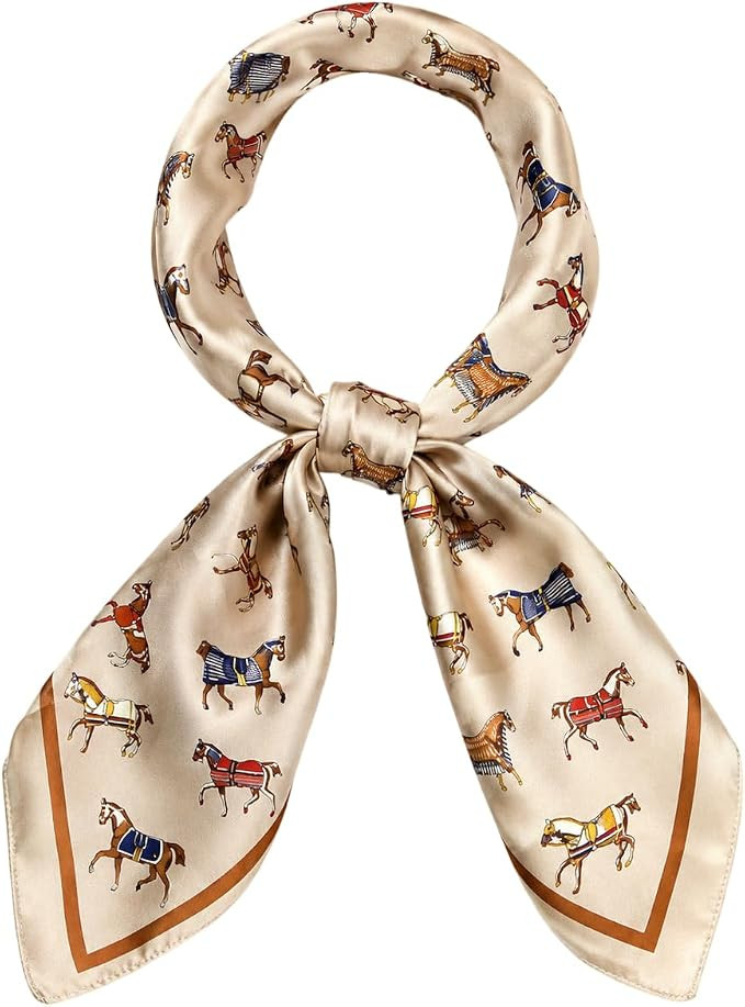 Horse Print Silk Horse Scarf for Daily Wear | Amazon (US)