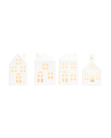 Set Of 4 Led Lighted Porcelain Houses | TJ Maxx