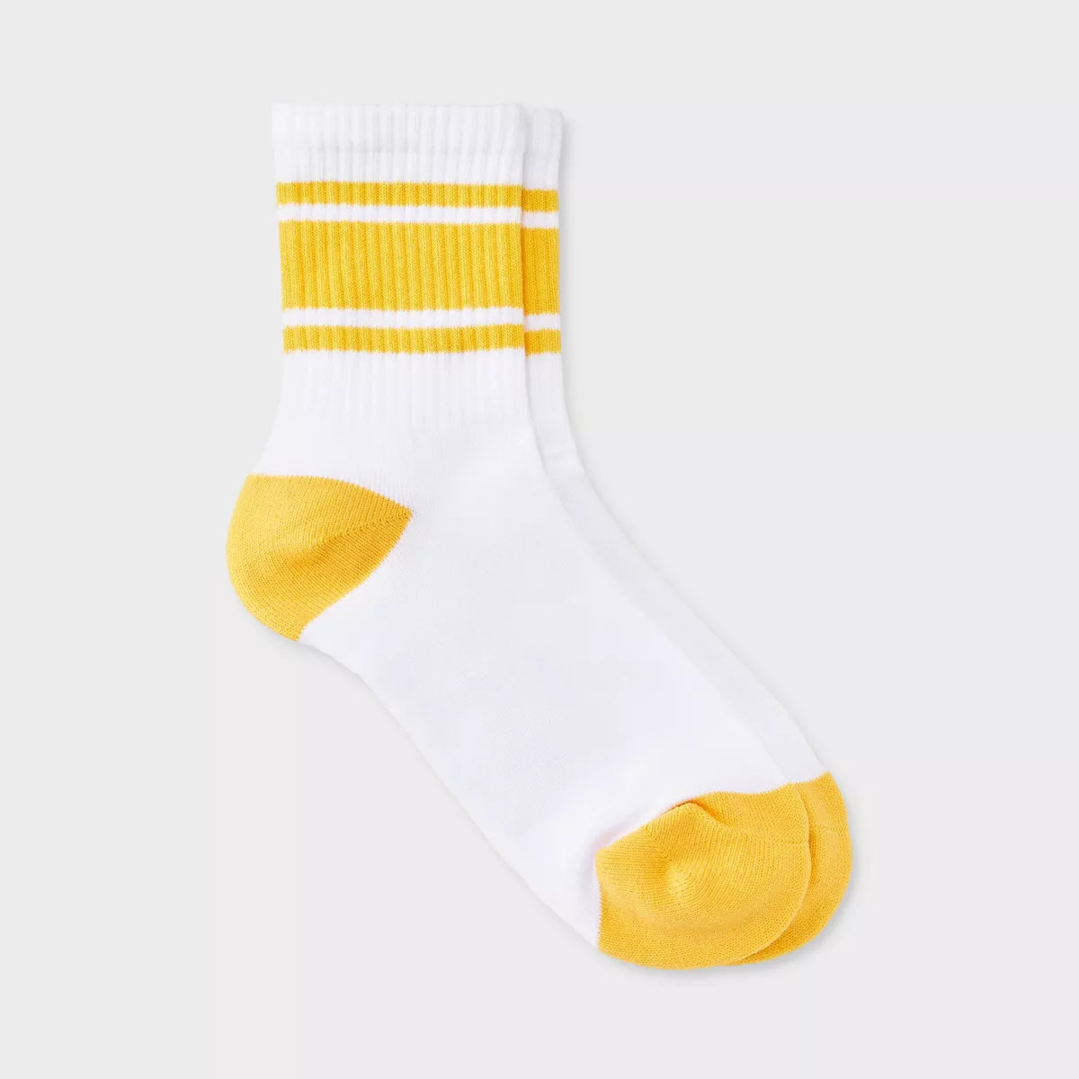 Women's Game Day Varsity Stripe Ribbed Cushioned Mid Crew Socks - Wild Fable™ White/Black 4-10 | Target