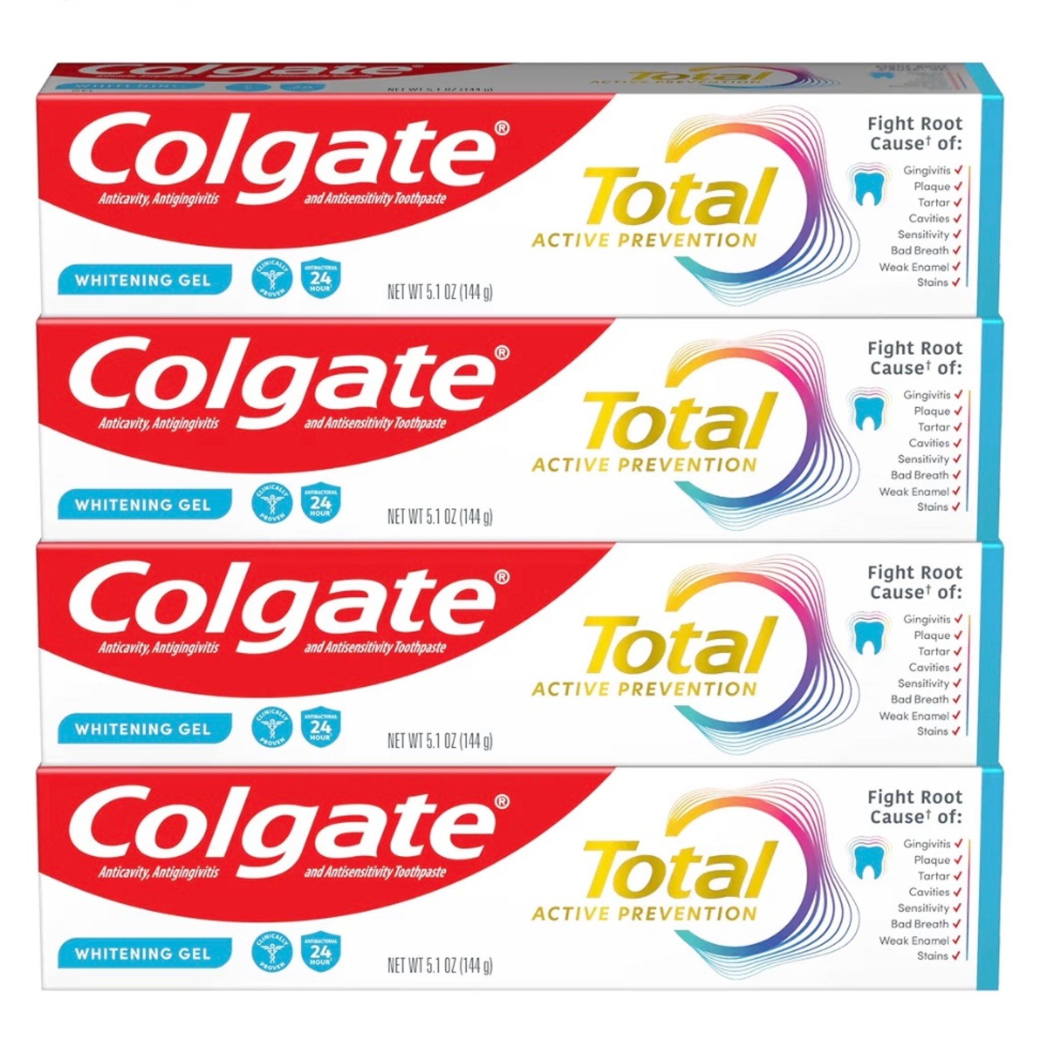 Colgate Total Active Prevention Whitening Gel Toothpaste with Fluoride, Bulk with Clinically Proven Formula That Fights Plaque Bacteria, Mint, 4 Pack, 5.1 oz


#LTKselfcare #LTKdayinmylife #LTKmorningroutine