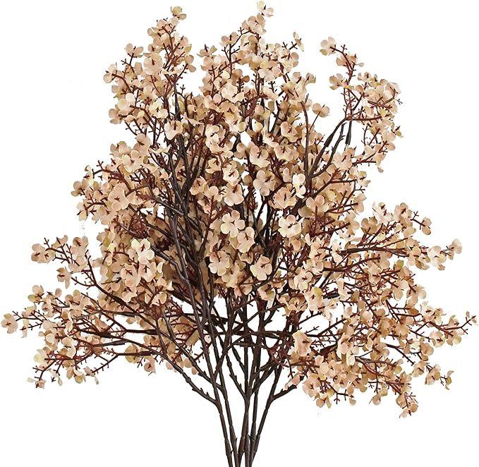 Mandy's 6pcs Light Brown Artificial Flowers Silk Fall Flowers Babys Breath Gypsophila 19.7" for H... | Amazon (US)