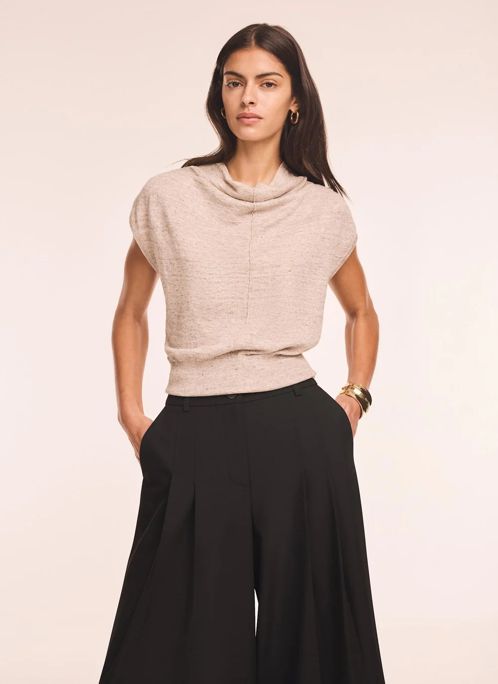 Neutral Linen Blend Sleeveless Knit Top | Mint Velvet