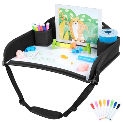 COOLBEBE Kids Travel Tray for Toddler Car Seat, Travel Tray for Airplane, Toddler Car Seat Lap Tray, Carseat Table Tray for Kids Travel Activities (Black-1) | Amazon (US)