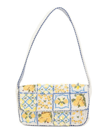 Lemon And Petals Beaded Shoulder Bag For Women, Leather | TJ Maxx