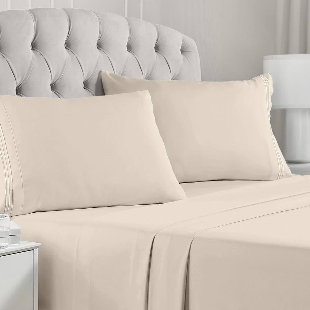 Mellanni King Size Sheets Set - 4 PC Iconic Collection Bedding Sheets & Pillowcases - Hotel Luxur... | Amazon (US)