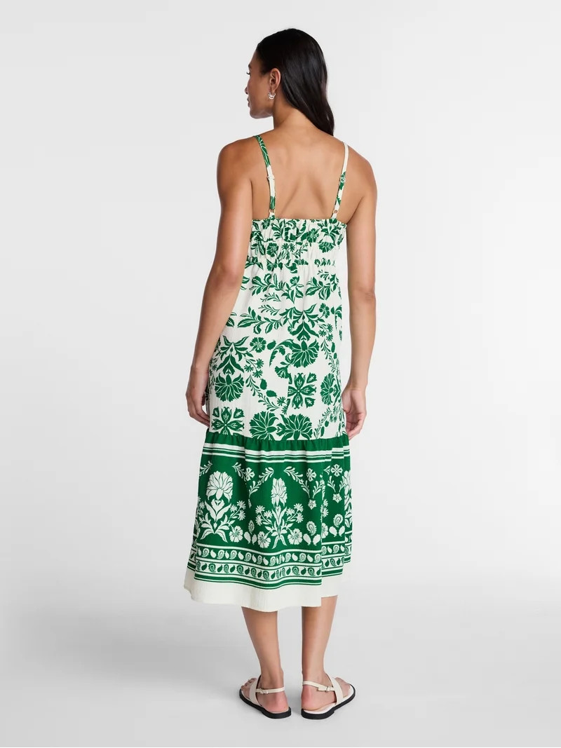 Time and Tru Women's Tie Front Midi Dress, Sizes XS-XXXL | Walmart (US)