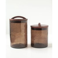 Hammered Glass Canisters With Wood Lid | Handblown in India | Etsy (US)