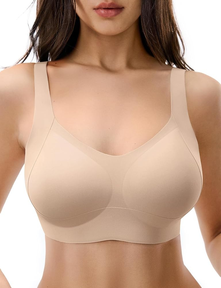 Seamless Bras for Women, Wireless Supportive Bra Comfortable No Underwire Full Coverage Push Up B... | Amazon (US)