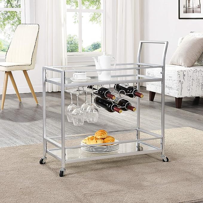 FirsTime & Co. Delilah Silver Bar Cart, 32" H x 15" W x 12.25" D | Amazon (US)