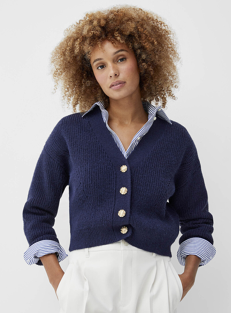 Jewel buttons thick knit cardigan | Simons