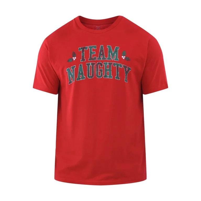Holiday Time Men's & Big Men's Christmas Team Naughty Graphic Tee, Sizes S-3XL | Walmart (US)