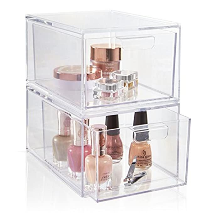 Set of 2 Premium Quality Stackable Cosmetic Storage and Makeup Palette Organizer Drawers | Audrey Co | Amazon (US)
