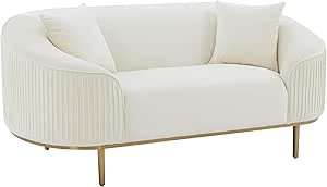Tov Furniture Michelle Cream Velvet Pleated Loveseat by Inspire Me Home Decor | Amazon (US)
