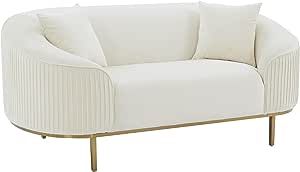 Tov Furniture Michelle Cream Velvet Pleated Loveseat by Inspire Me Home Decor | Amazon (US)