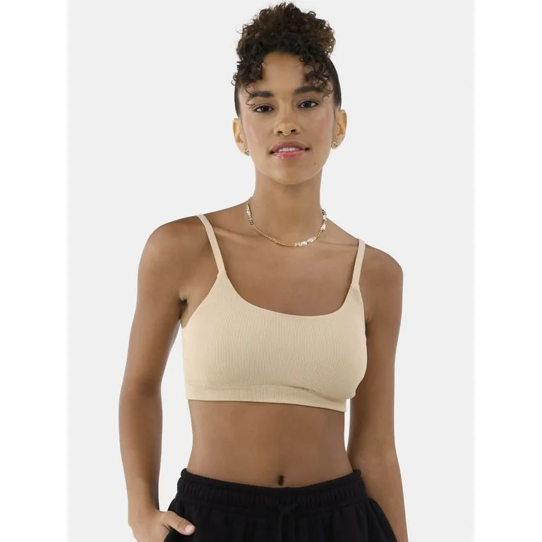 No Boundaries Seamless Ribbed Cami Bralette, Women’s and Women’s Plus | Walmart (US)