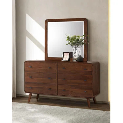 6-Drawer Dresser With Mirror Dark Walnut | Wayfair North America