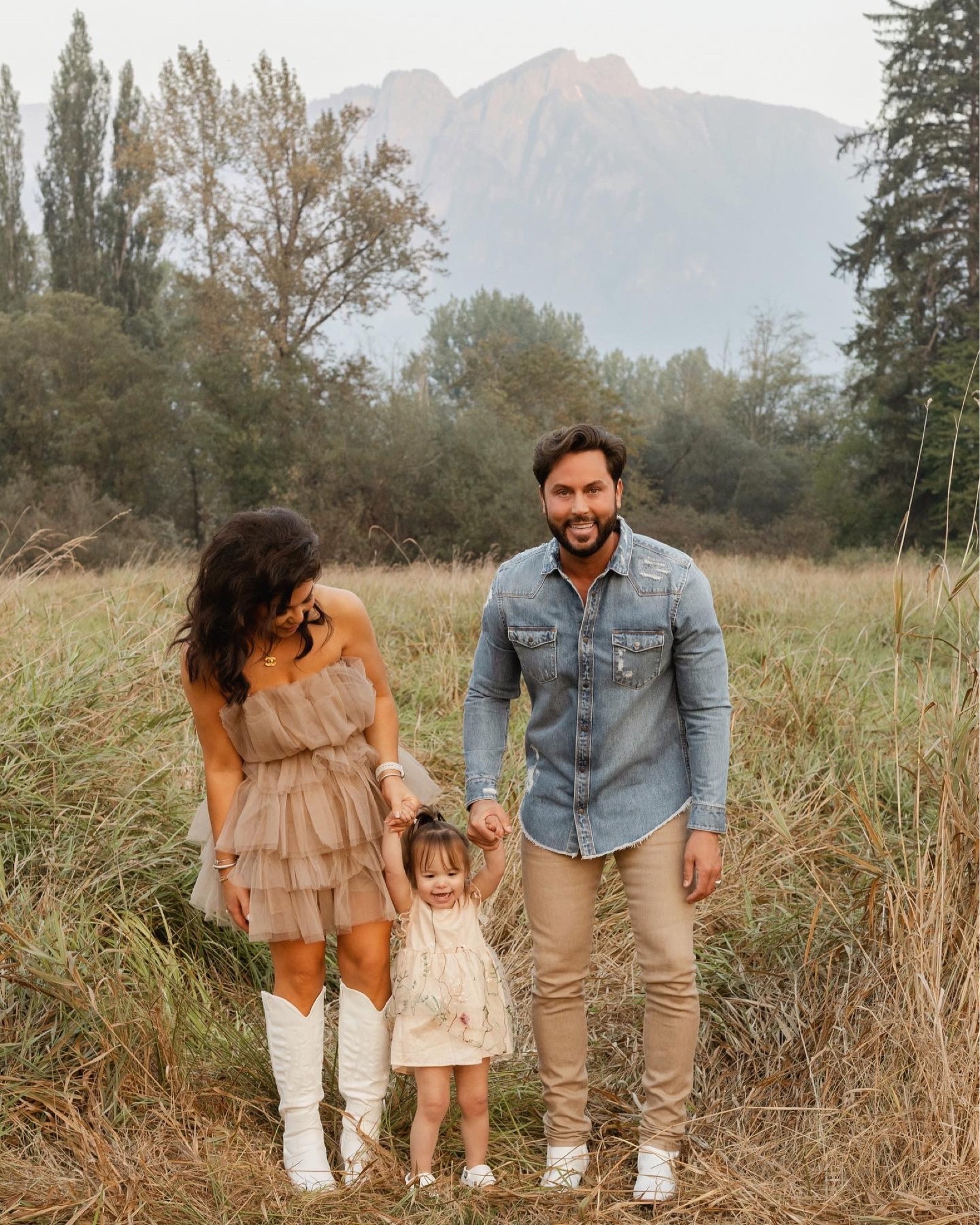Family photos / fall photoshoot inspo / tulle dress / cowboy cowgirl boots / upcycled designer jewels / mens ootd / mens fashion / jean shirt / khaki pants / white boots / toddler outfits / toddler girl outfit / family outfits / coordinating outfits 

#LTKstyletip #LTKfamily #LTKkids