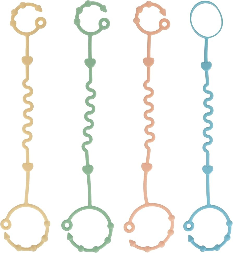 Nuby Silicone Bungee Set - 4-Piece Tether Set for Pacifiers and Baby Bottles - 0+ Months - Pacifi... | Amazon (US)