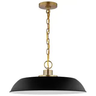 Colony 1 Light Medium Pendant Matte Black with Burnished Brass - Overstock - 35242305 | Bed Bath & Beyond
