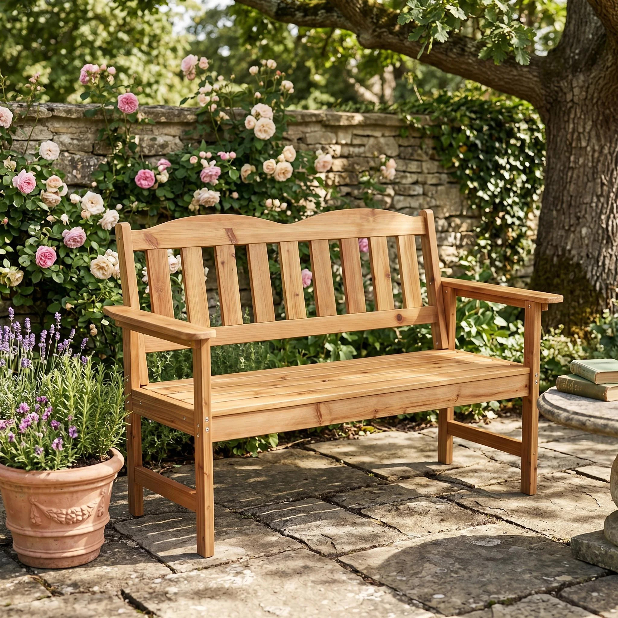 2-Person Outdoor Wood Bench, 800 lbs Heavy Duty Capacity, All-Weather UV Waterproof Garden Patio Porch Park Bench, 96° Backrest Comfortable | Wayfair North America