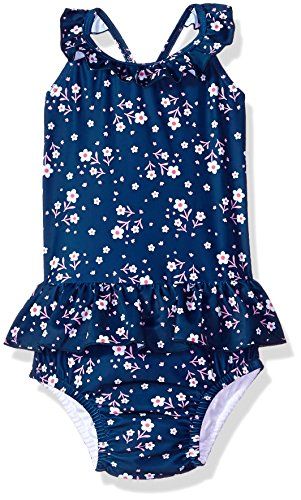 i play. Baby Girls' 1pc Ruffle Swimsuit with Built-in Reusable Absorbent Swim Diaper, Navy Posies, 2 | Amazon (US)