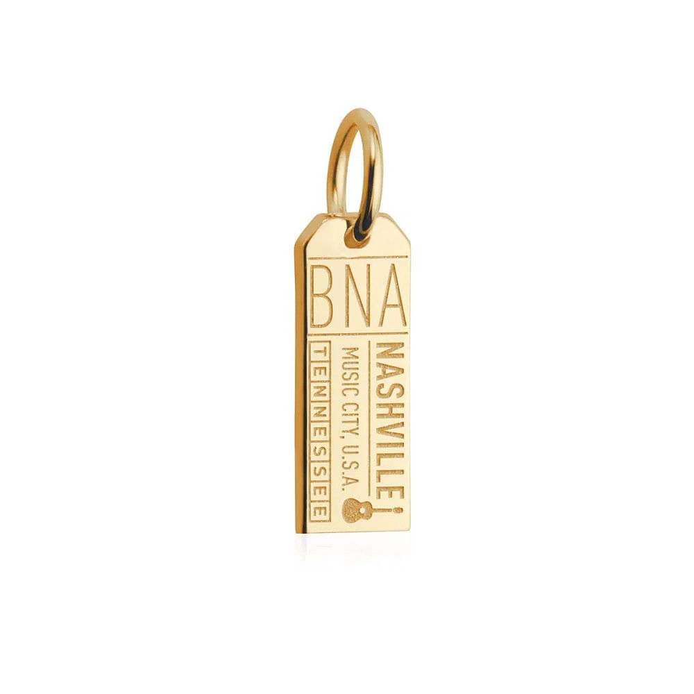 Nashville Tennessee USA BNA Luggage Tag Charm Solid Gold Mini | Jet Set Candy (US)