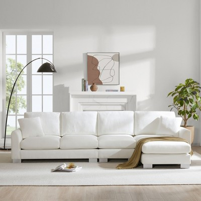 Whisen Modern Oversized Sectional Sofa, 5-seat L-shaped Luxury Couch Set with Chaise and 2 Pillows - White | Target