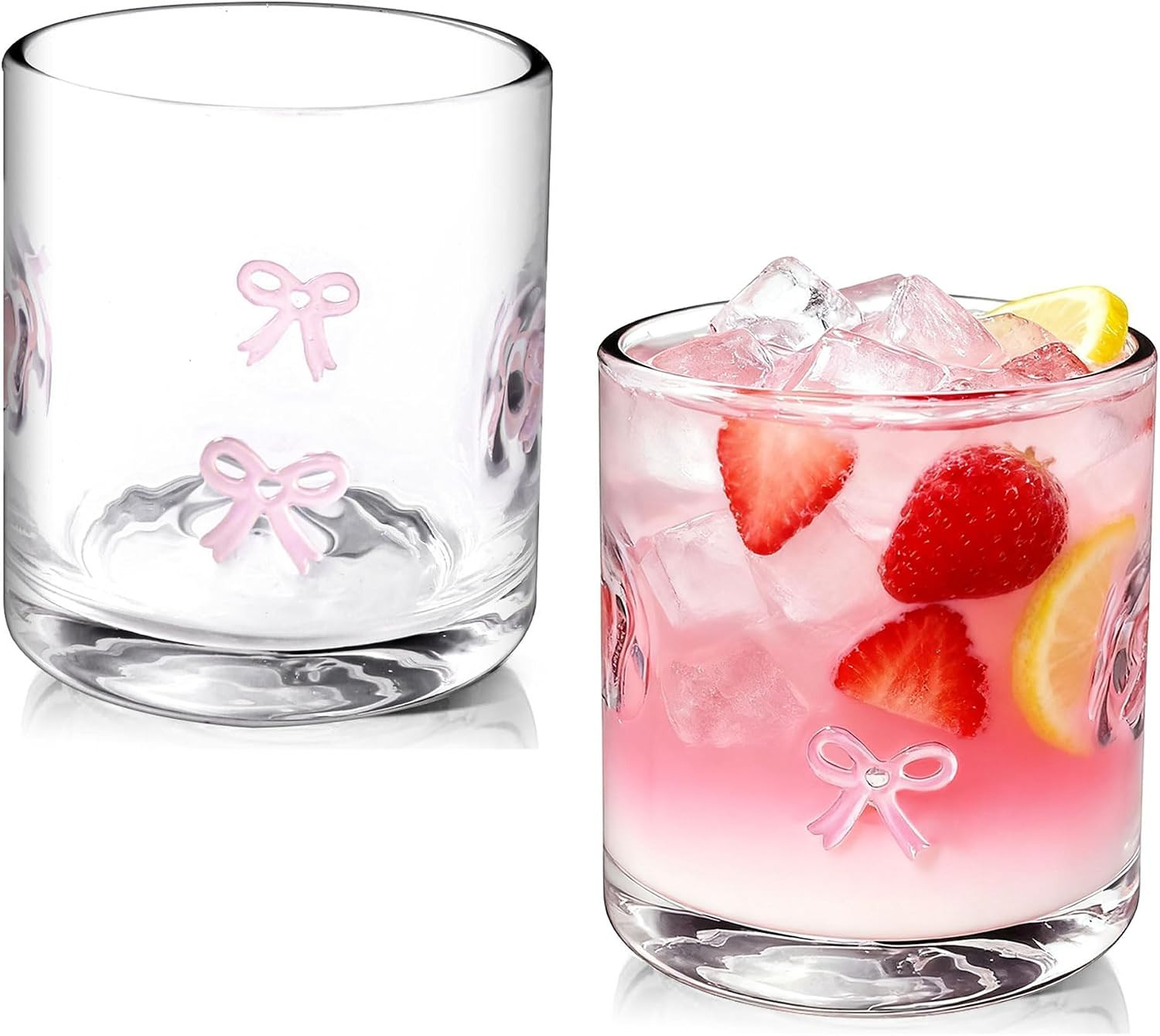 2 Pcs Icon Glass Cups Bow Icon Glasses 14oz Handblown Cocktail Glasses | Amazon (US)
