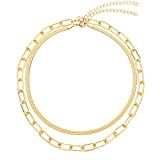 BaubleStar Link Layered Necklace Gold Layering Paperclip Chain Choker for Women | Amazon (US)