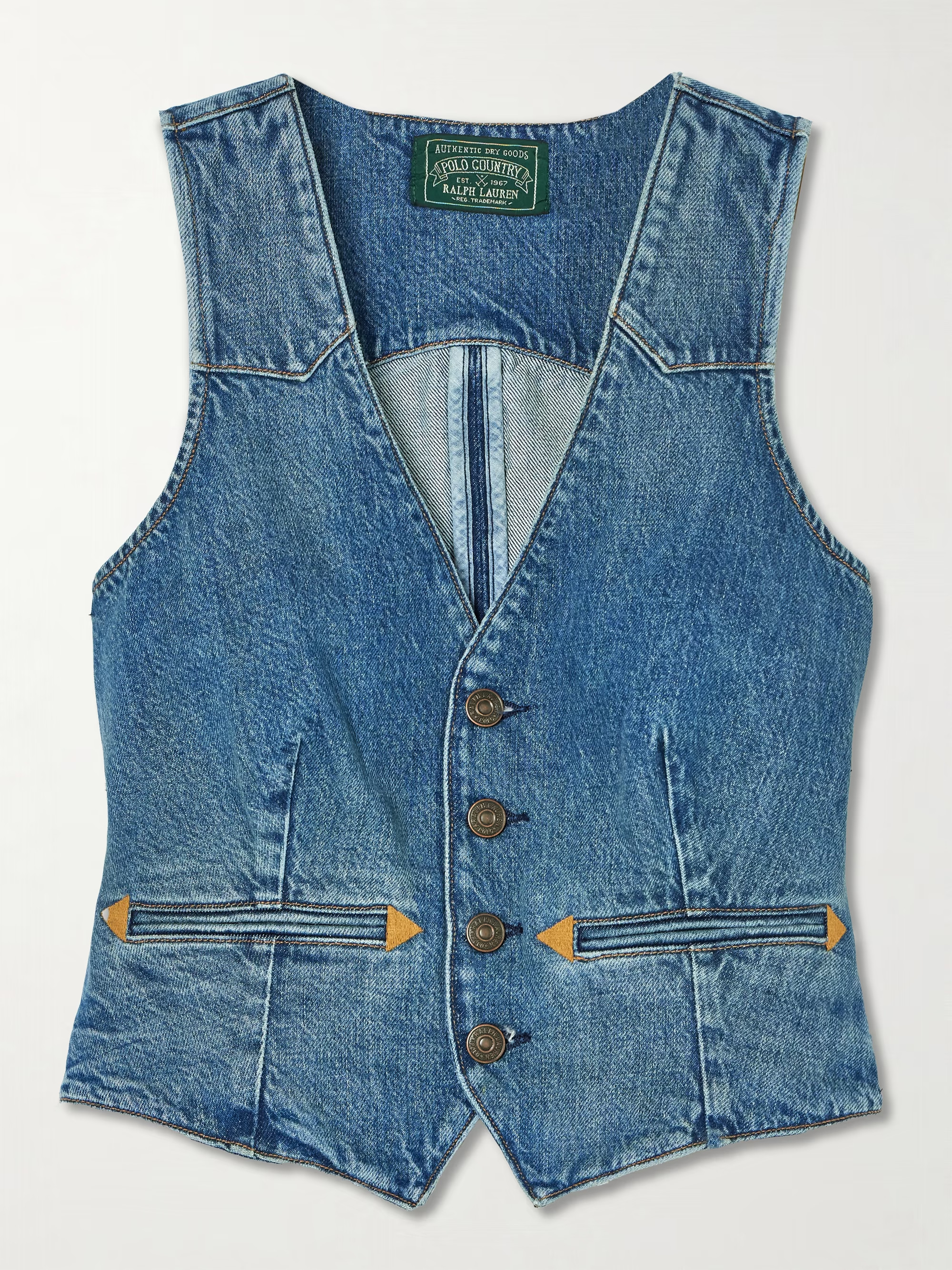 Embroidered denim vest | NET-A-PORTER (UK & EU)