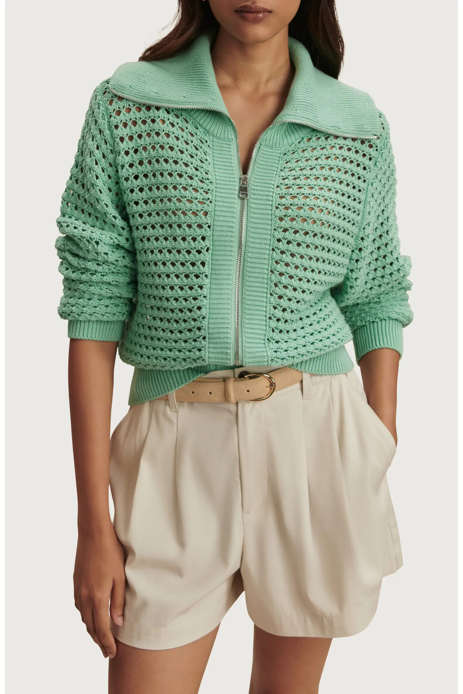 Eloise Open Stitch Cotton Zip-Up Cardigan (Women) | Nordstrom | Nordstrom