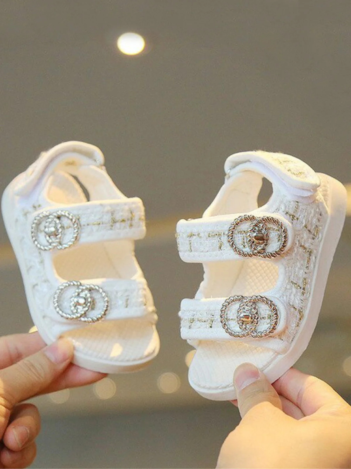 Sassy Shimmer Tweed Sandals by Liv and Mia | Mia Belle Girls