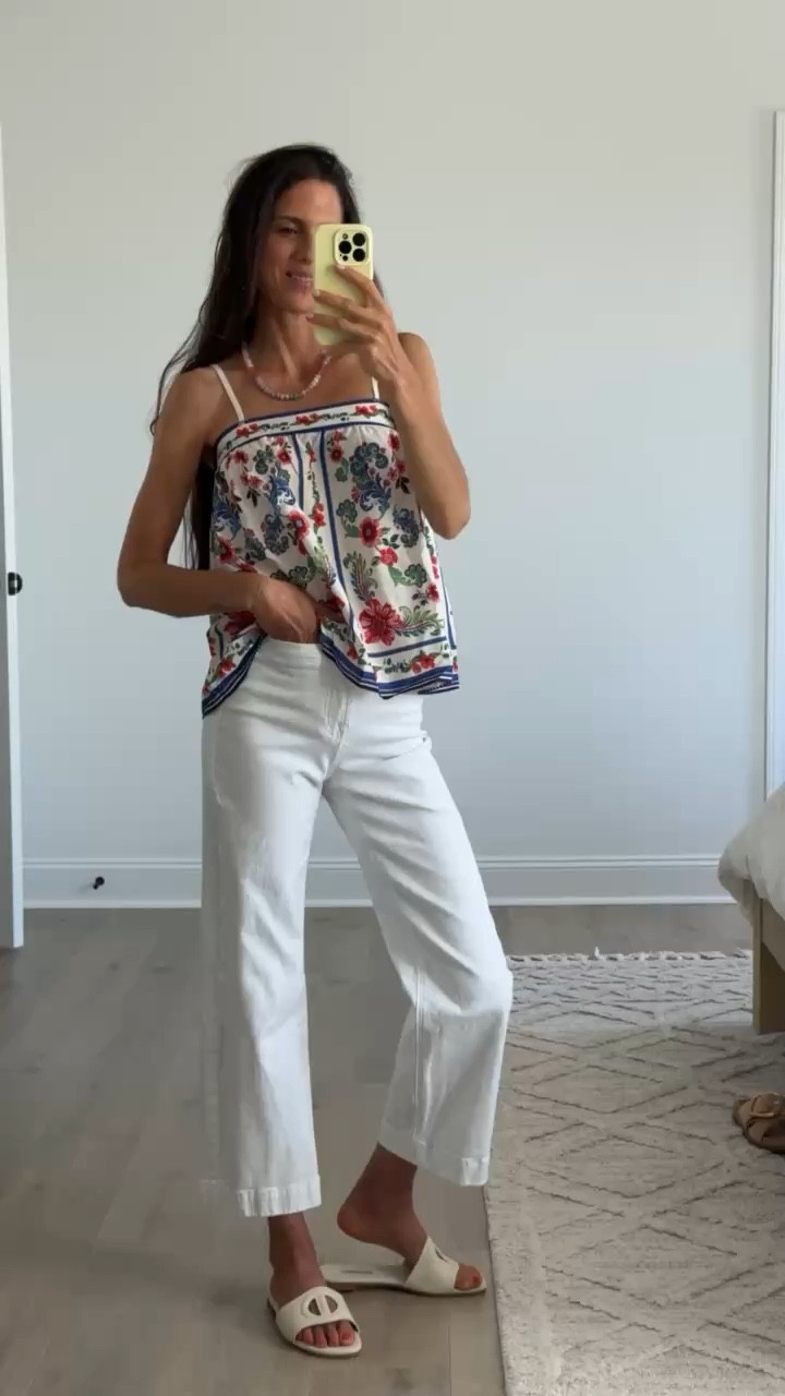 Effortless summer outfit you can dress up or down
Flowy printed tank + white denim + neutral slides is one of those easy, throw-on-and-go looks that still feels put together
Lightweight, flattering, and perfect for everyday wear, vacation, or casual dinners

#LTKootd #LTKSeasonal #LTKdayinmylife