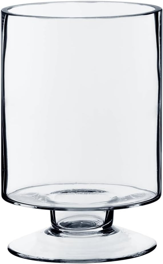 WGVI Clear Glass Pedestal Hurricane Candle Holder, 4.4" W, 5.9" H, Decorative Vase for Pillar Can... | Amazon (US)