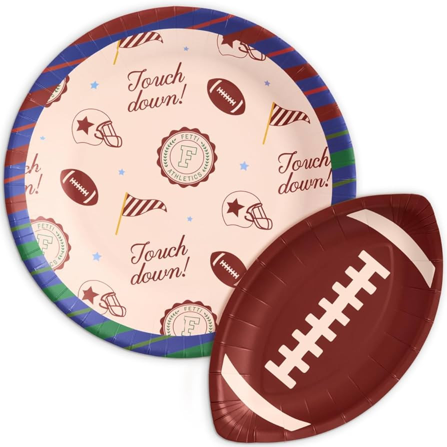xo, Fetti Touchdown Plates - 32 pcs | Football Birthday Decorations, Varsity Party Setting, Tailg... | Amazon (US)