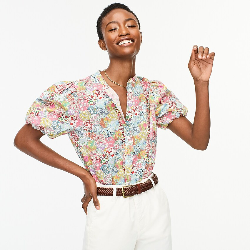 Classic-fit short puff-sleeve top in Liberty® Patchwork Dream floral | J. Crew US