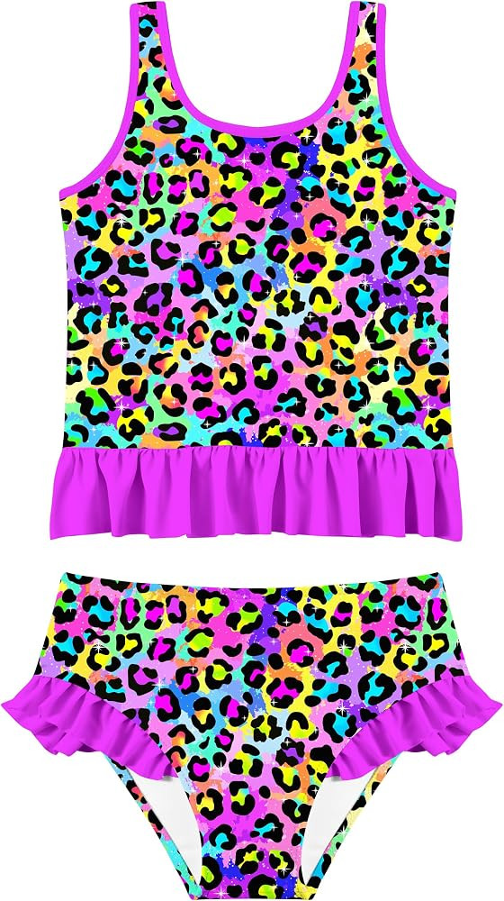 Girls Tankini Swimsuit Two Piece Mermaid Bikini Set Toddler Beach Bathing Suit Swimwear with Ruff... | Amazon (US)