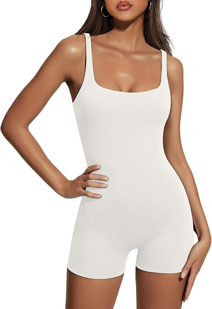 AUTOMET Womens Jumpsuits Unitard Bodysuits One Piece Shorts Rompers Yoga Sleeveless Backless Seam... | Amazon (US)