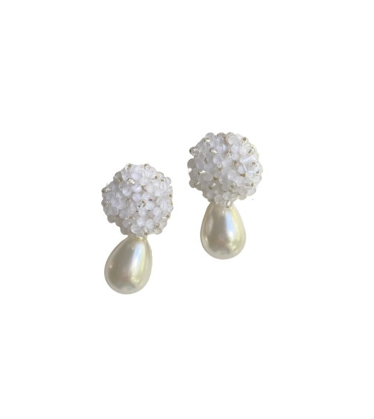 white floral bouquet + pearly drop | Nicola Bathie Jewelry