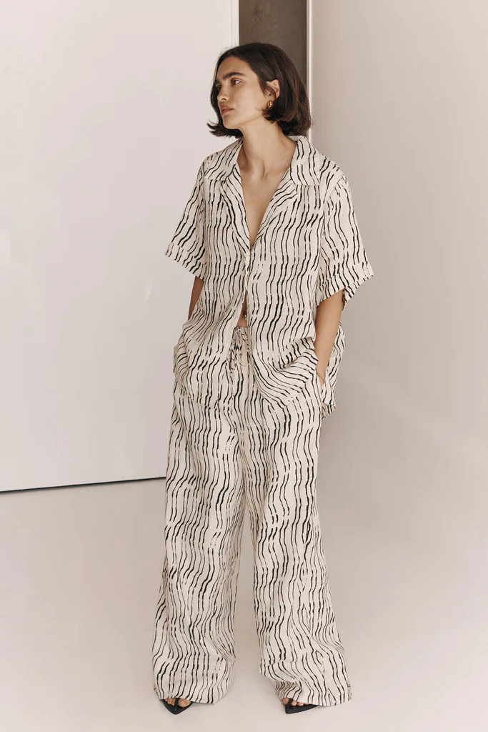 CLAIR CREAM STRIPE LINEN PANT | DISSH