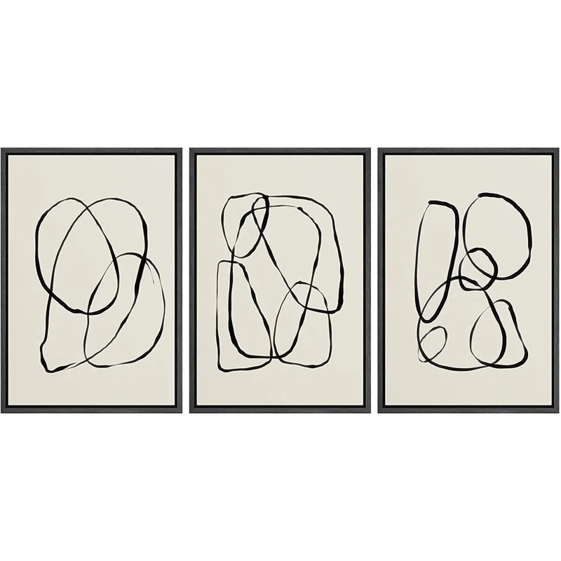 Modern Duotone Geometric Spiral Ring Circle Collage 3 Piece Framed Wall Art. - 3 Piece Floater Fr... | Wayfair North America