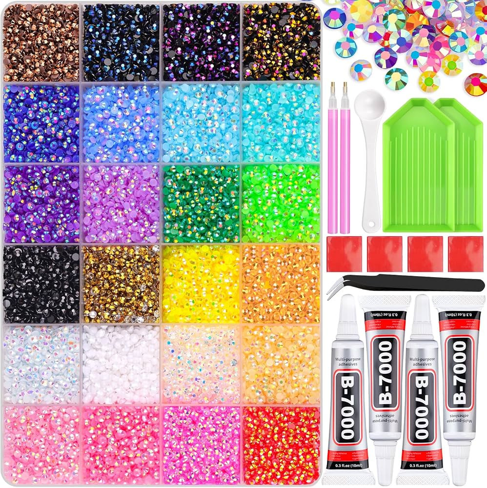 34000Pcs Resin Jelly Rhinestones for Bedazzling, Multicolor 3mm Flatback Gems for Diamond Art, Be... | Amazon (US)