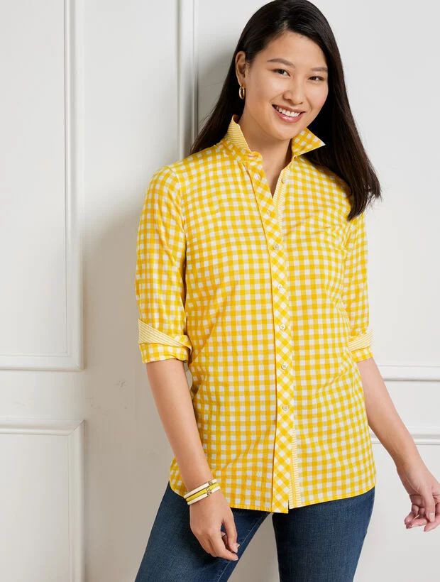 Cotton Button Front Shirt - Picnic Gingham | Talbots