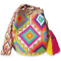 Rainbow Crochet Wayuu Crossbody/Handmade Medium Mochila Bag Bucket | Etsy (US)