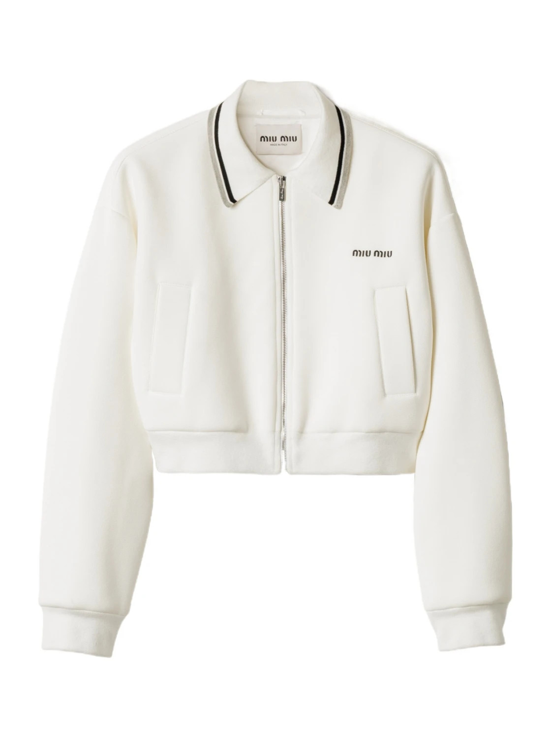 Miu Miu Zipped Cropped Piquet Jacket | Senser US