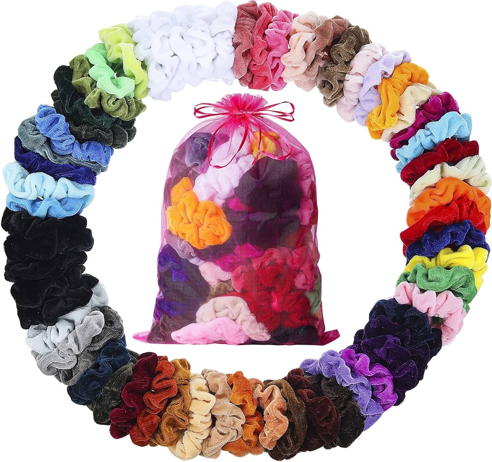 ADRIONE Velvet Hair Scrunchies - 60 Pack for Women, Girls, and Kids - Bulk Scrunchie Hair Ties fo... | Amazon (US)
