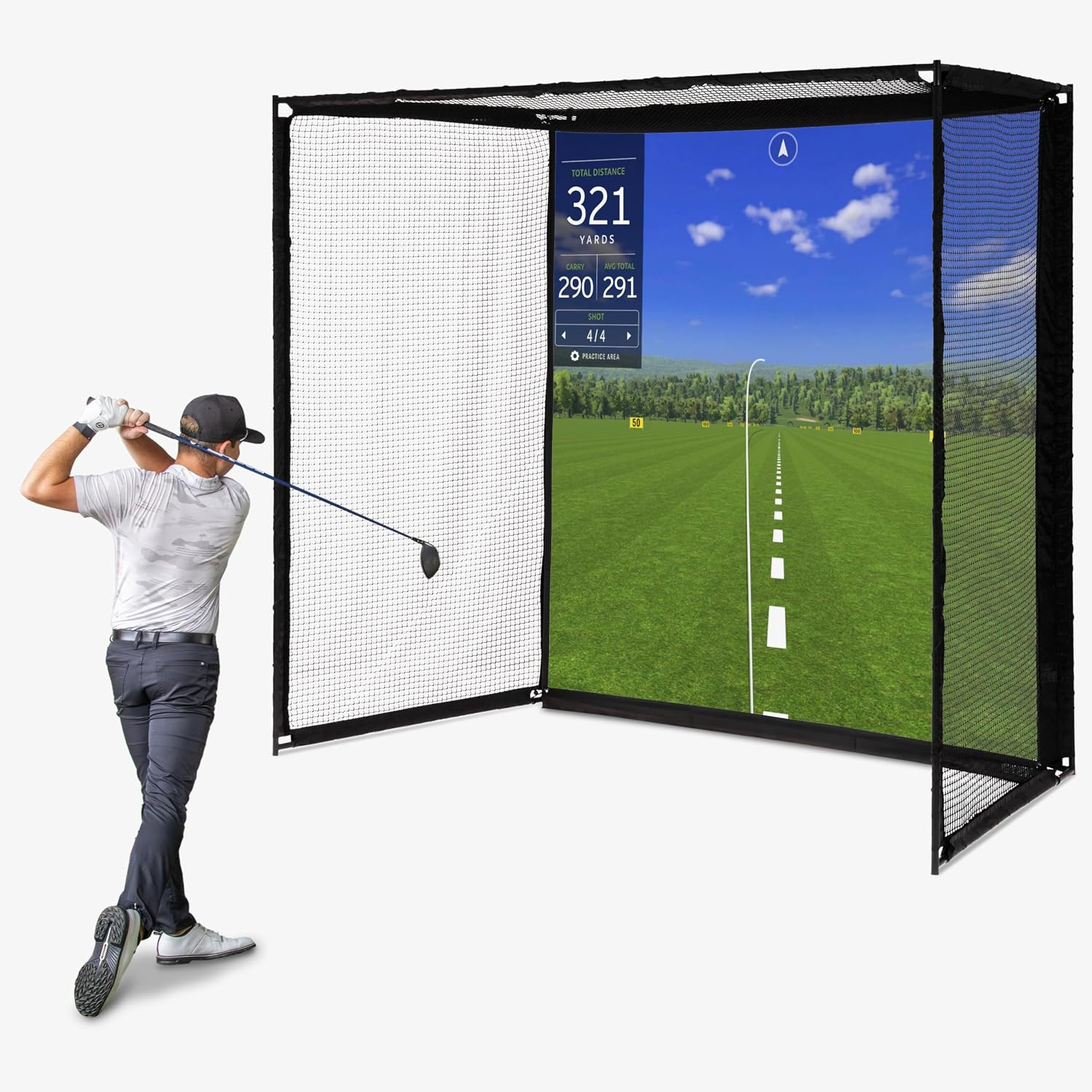 GoSports Range Cage Elite Golf Hitting Net - 8 x 8 ft Golf Simulator Enclosure with Impact Screen | Amazon (US)