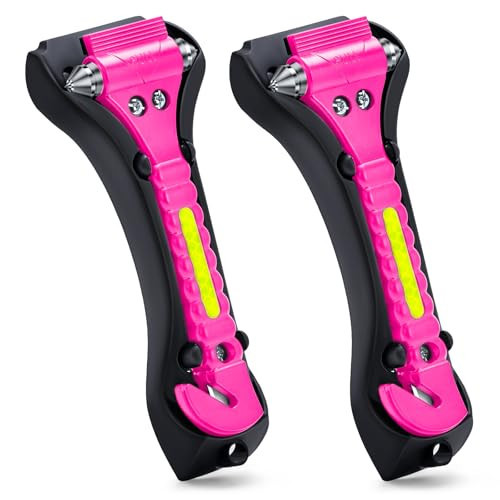 THINKWORK Pink Car Window Breaker, Glass Breaker, Window Breaker Seatbelt Cutter, 2-in-1 Car Safety Hammer with One Second Emergency Glass Hammer, Safety Emergency Car Escape Tool for Car, Office | Amazon (US)
